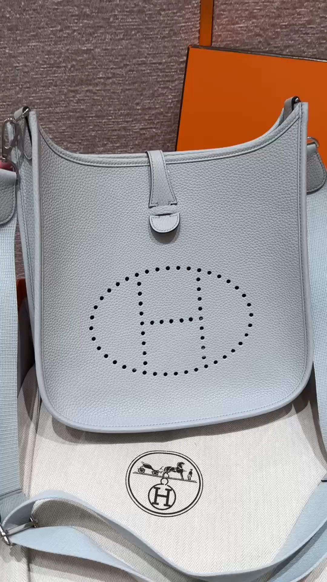 Hermès  Evelyne 29 Blue pale Clemence