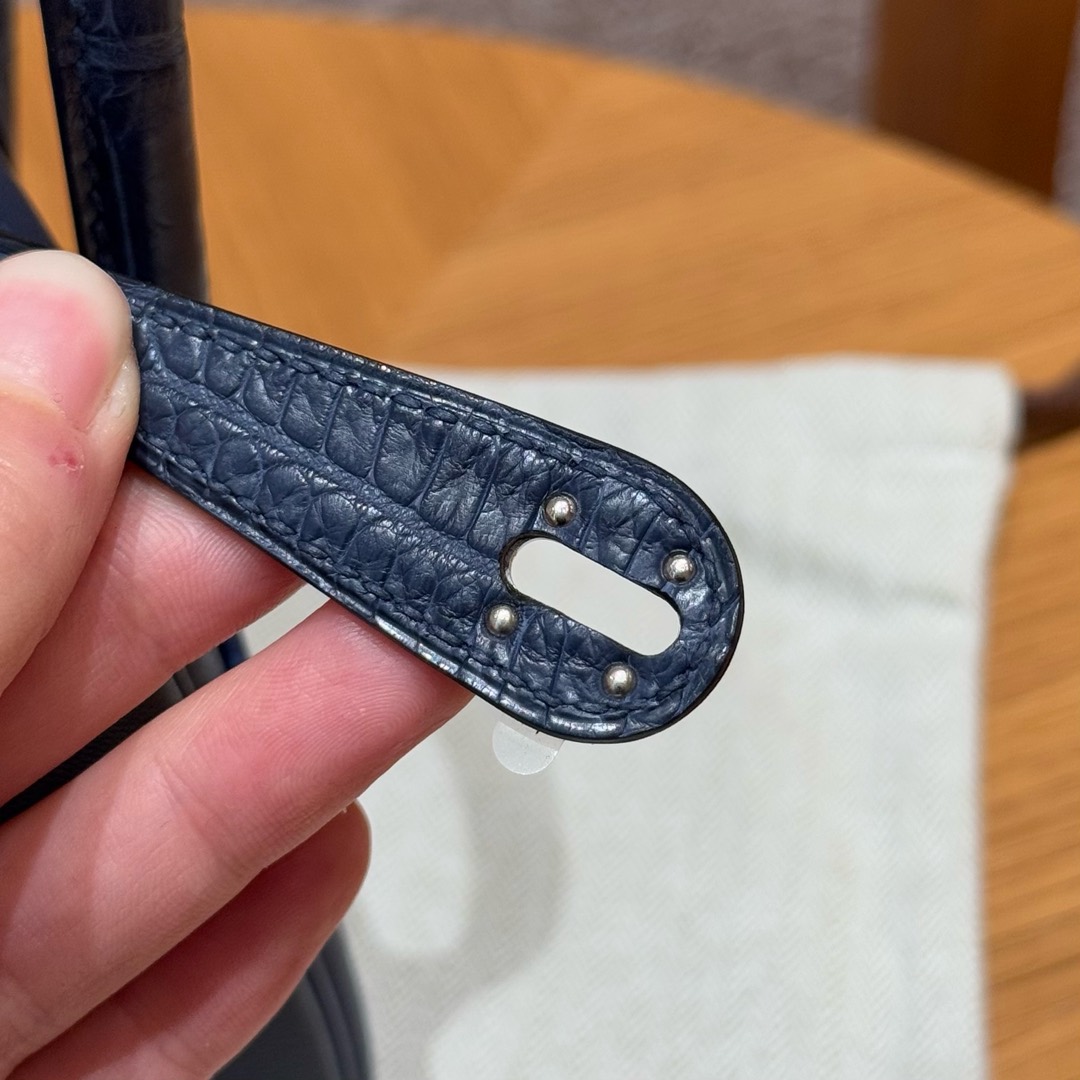 Hermès  Lindy 19 Blue saphir Swift and The fog- faced alligator