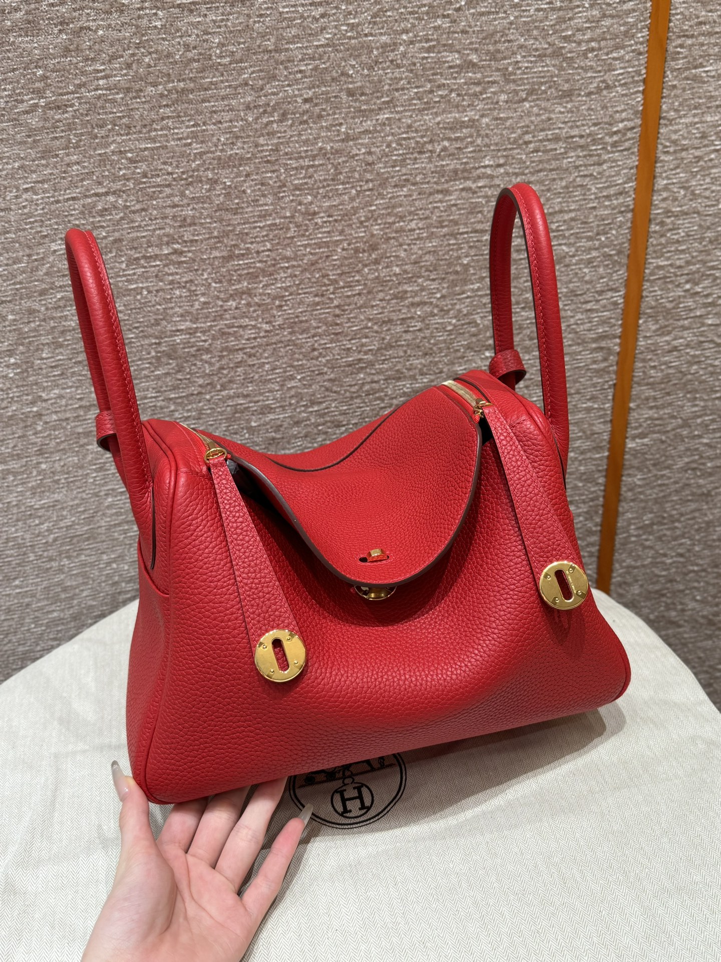 Hermès  Lindy 30 Rouge casaque Clemence