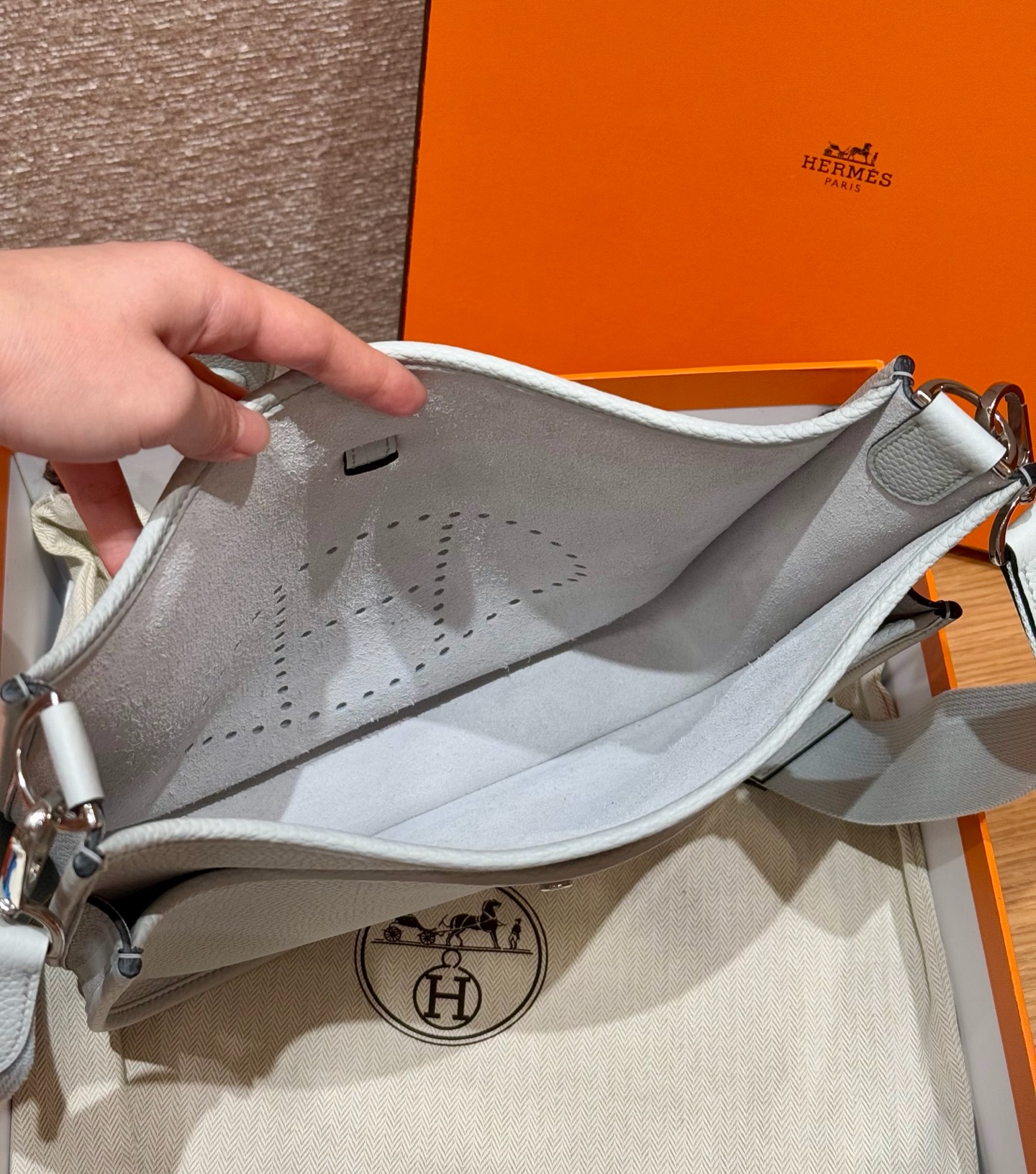 Hermès  Evelyne 29 Blue pale Clemence