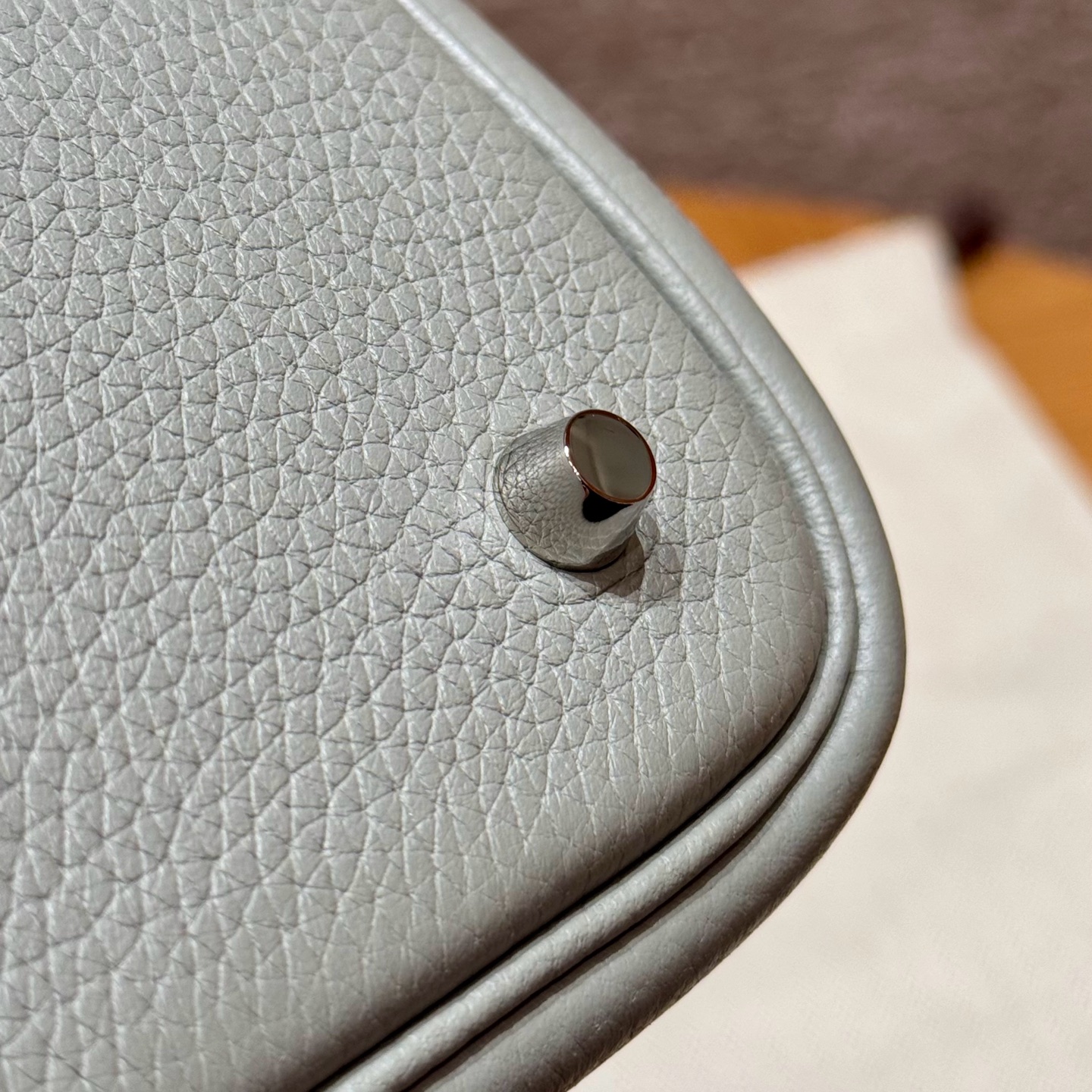 Hermès  Picotin lock 22  Girs Mouette and Blue Agate Clemence/Swift