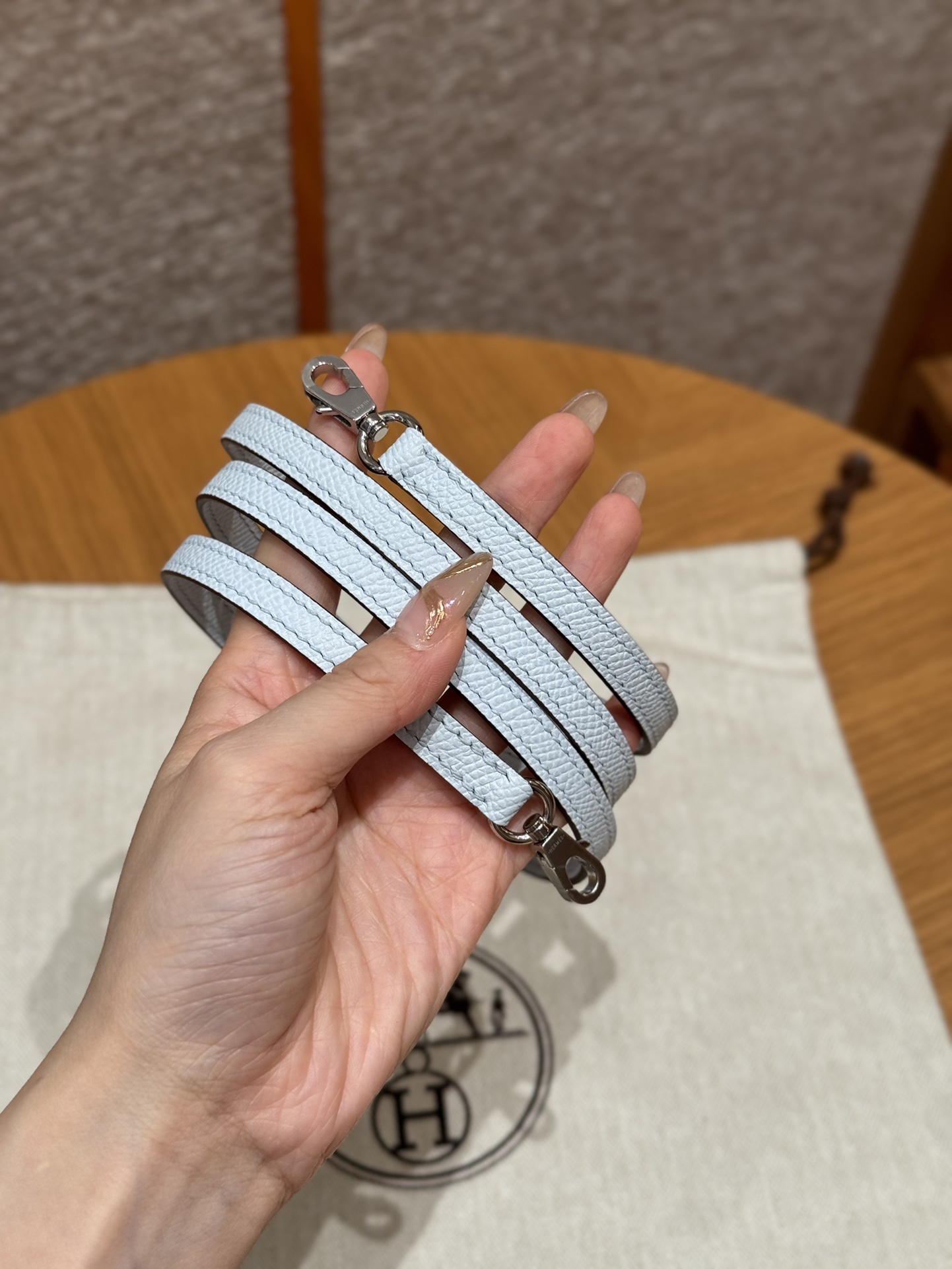 Hermès Bolide 18  Blue Brume Epsom