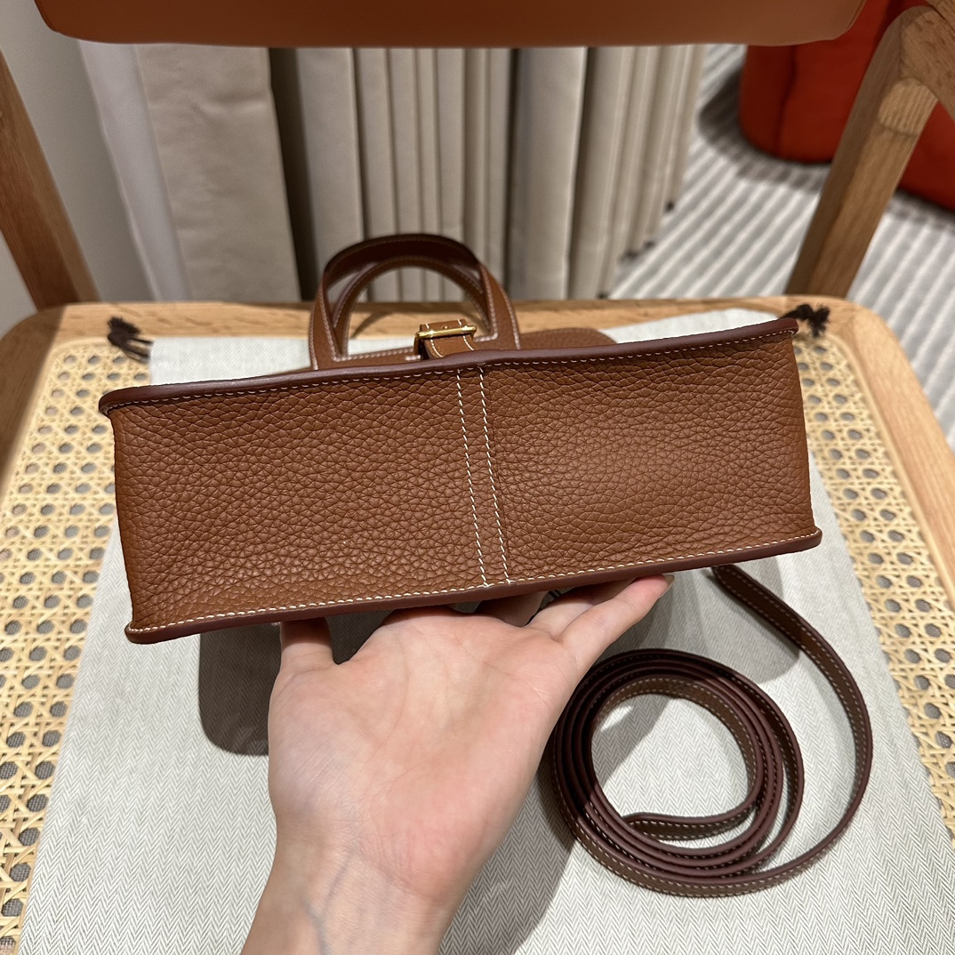 Hermès Halzan 25 Gold Togo