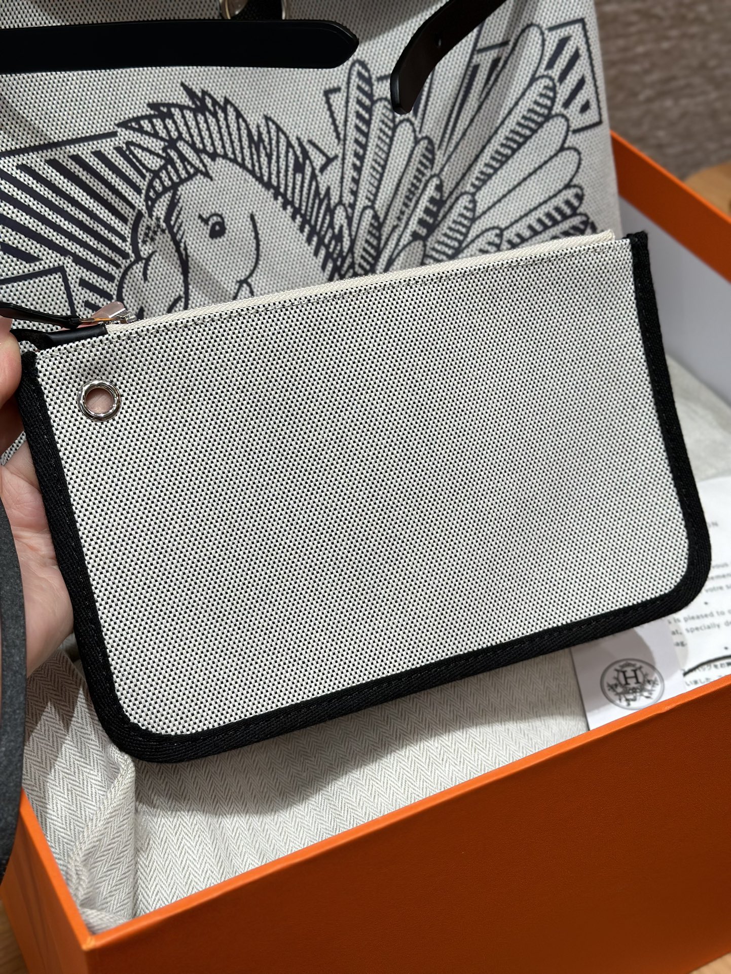 Hermès  Herbag 31 Black silver Pegasus Canvas and cowhide