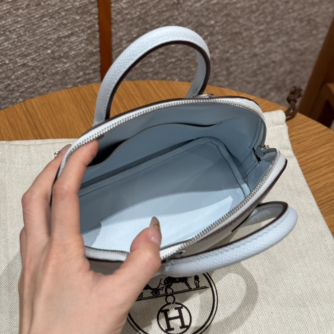 Hermès Bolide 18  Blue Brume Epsom