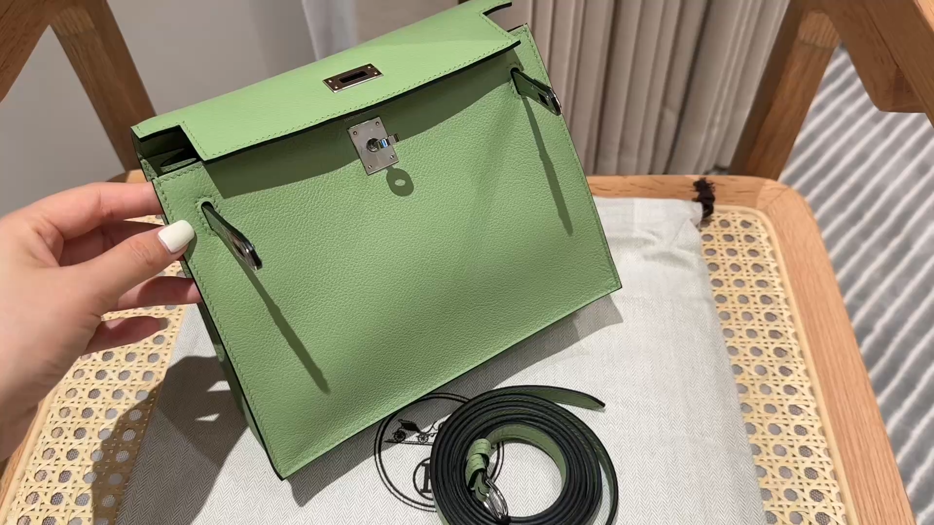 Hermès Kelly danse 22  Vert Criquet  Evercolor