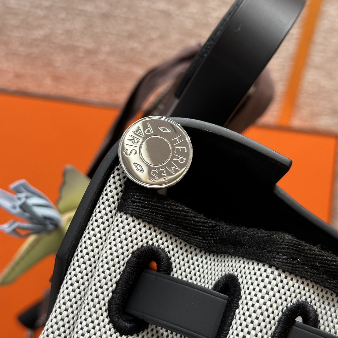 Hermès  Herbag 31 Black silver Pegasus Canvas and cowhide