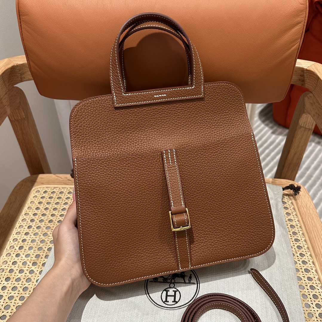 Hermès Halzan 25 Gold Togo