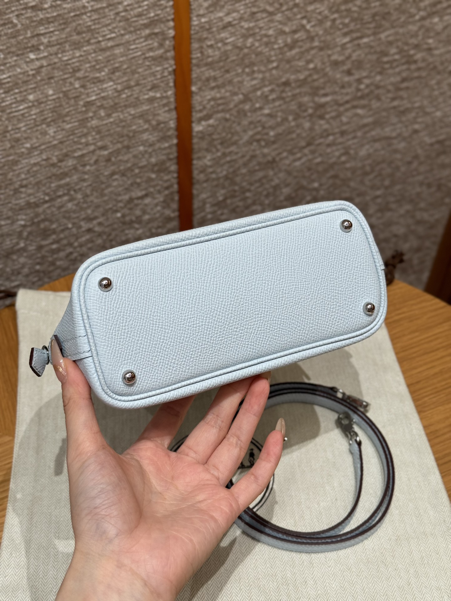 Hermès Bolide 18  Blue Brume Epsom