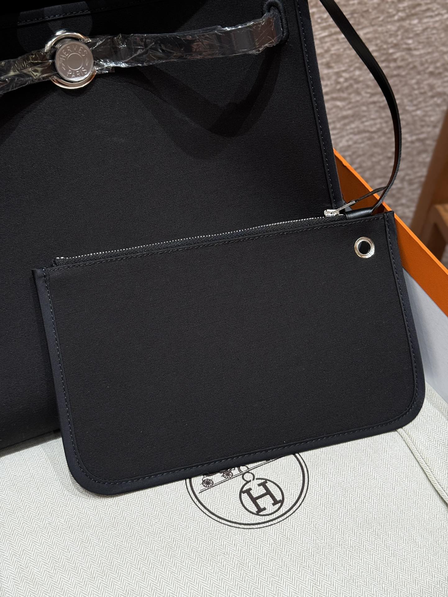 Hermès  Herbag 31 Noir canvas and cowhide