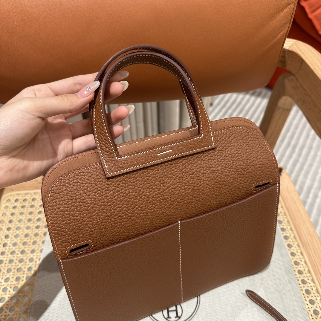 Hermès Halzan 25 Gold Togo