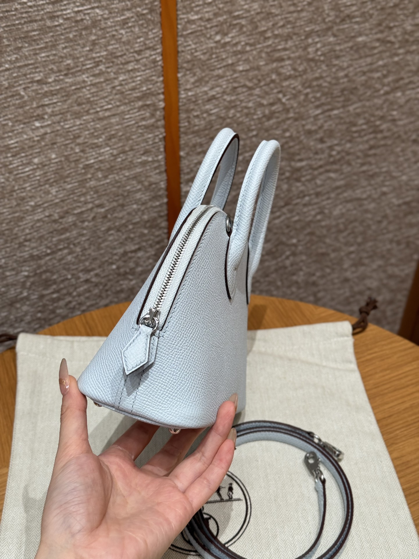 Hermès Bolide 18  Blue Brume Epsom