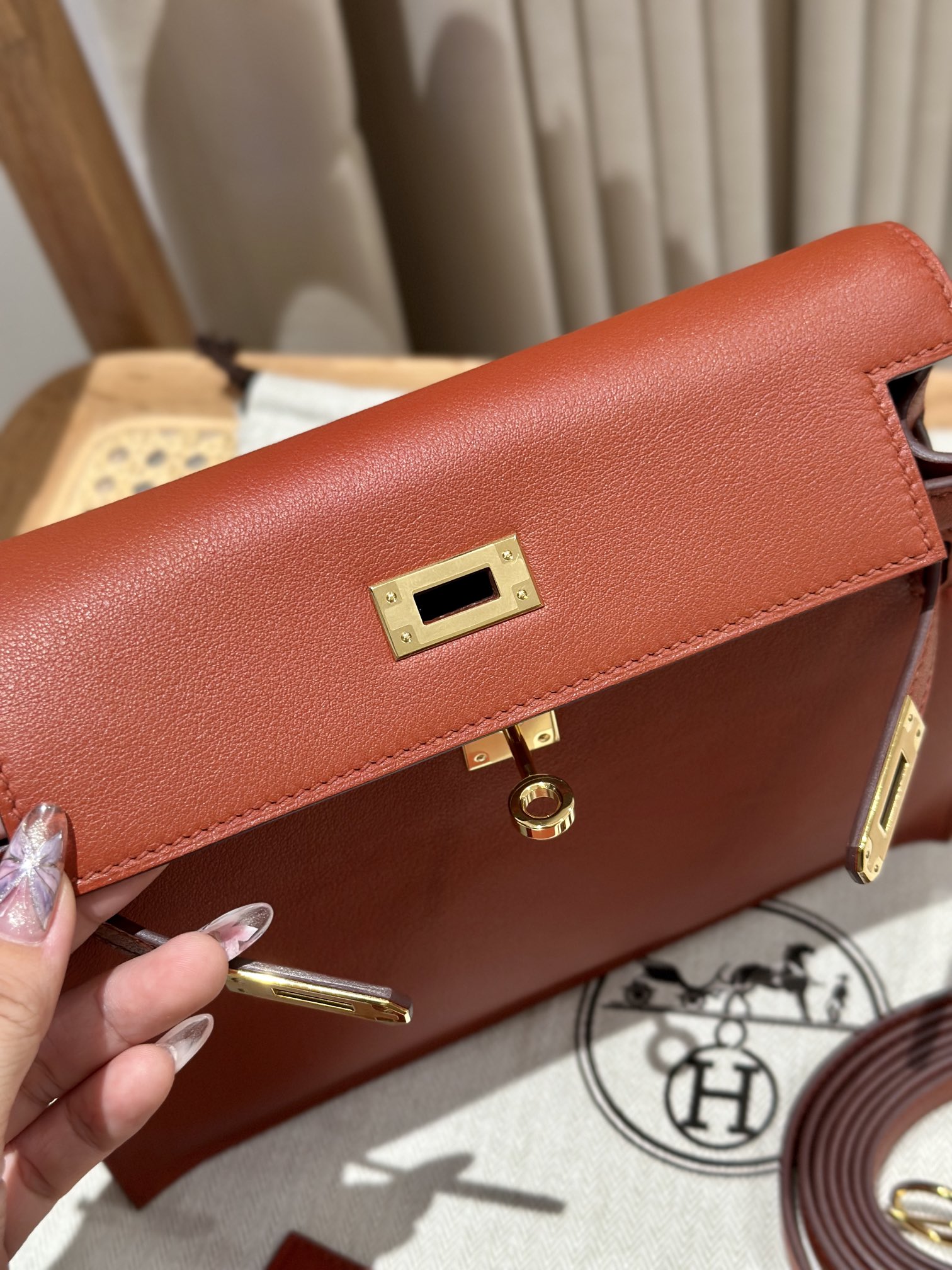 Hermès Kelly danse 22  Brique Swift