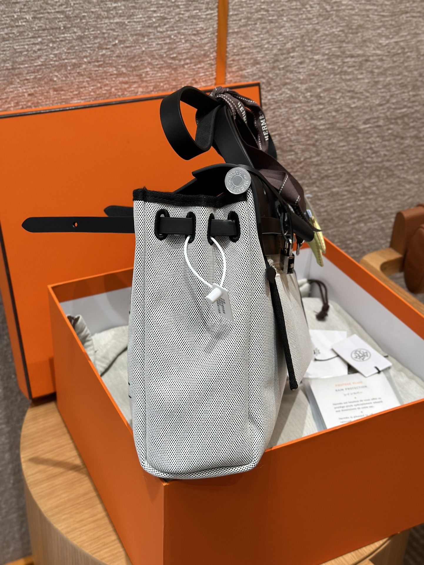 Hermès  Herbag 31 Black silver Pegasus Canvas and cowhide
