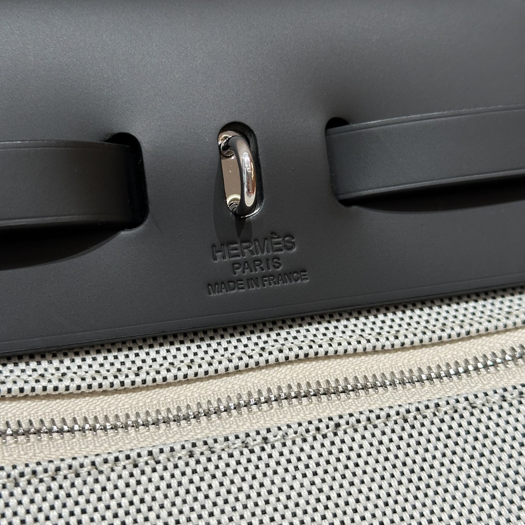 Hermès  Herbag 31 Black silver Pegasus Canvas and cowhide