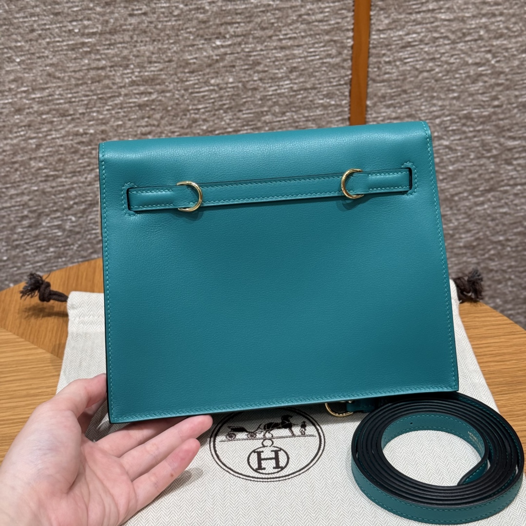 Hermès Kelly danse 22 Blue paon Swift