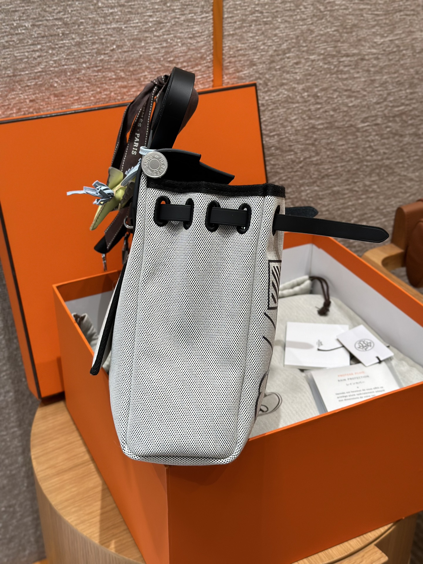 Hermès  Herbag 31 Black silver Pegasus Canvas and cowhide