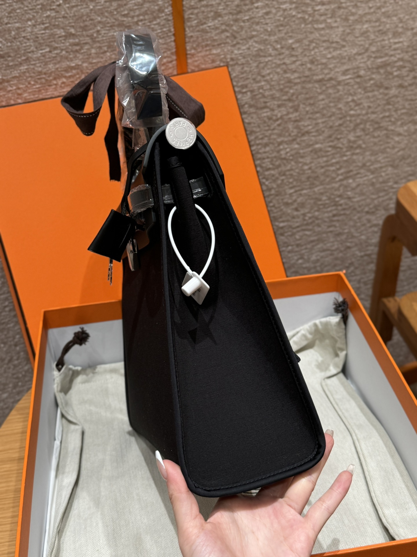 Hermès  Herbag 31 Noir canvas and cowhide