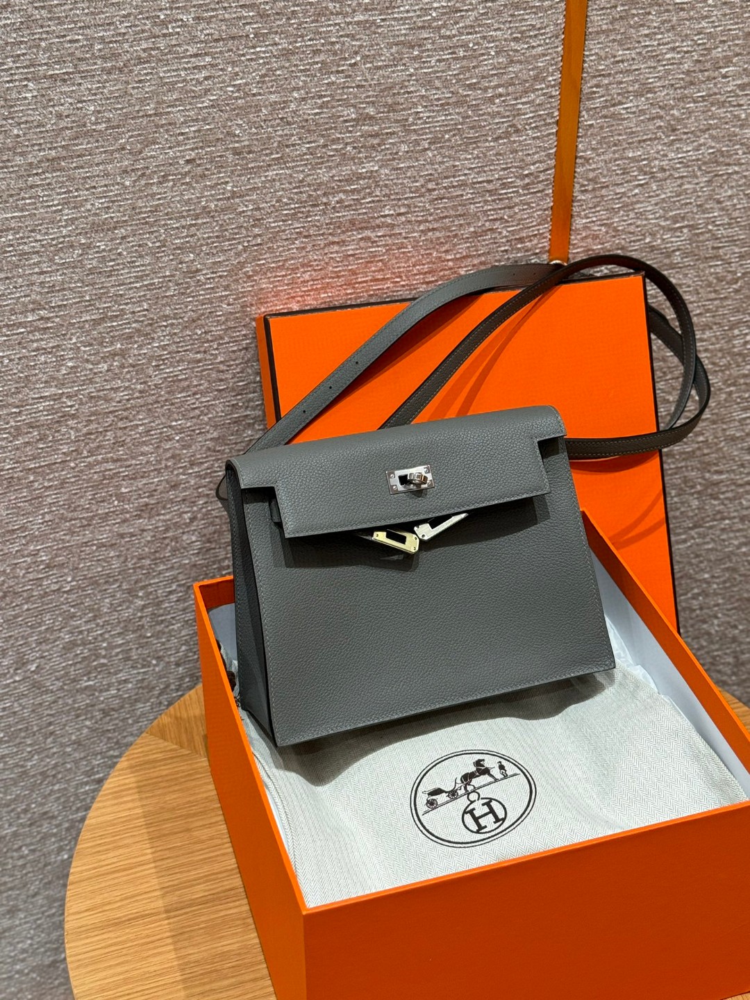 Hermès Kelly danse 22 Gris Meyer Evercolor