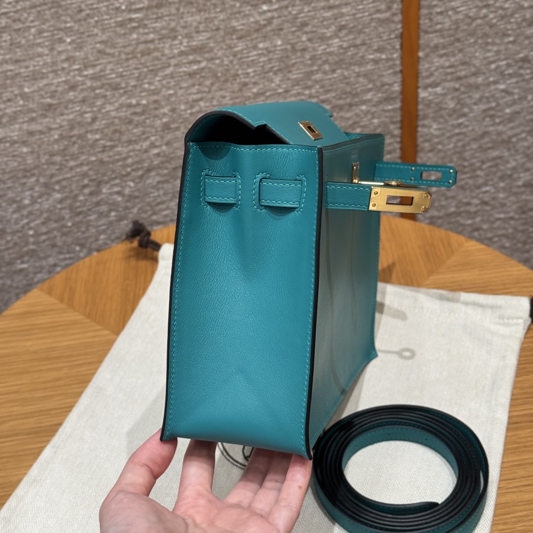 Hermès Kelly danse 22 Blue paon Swift