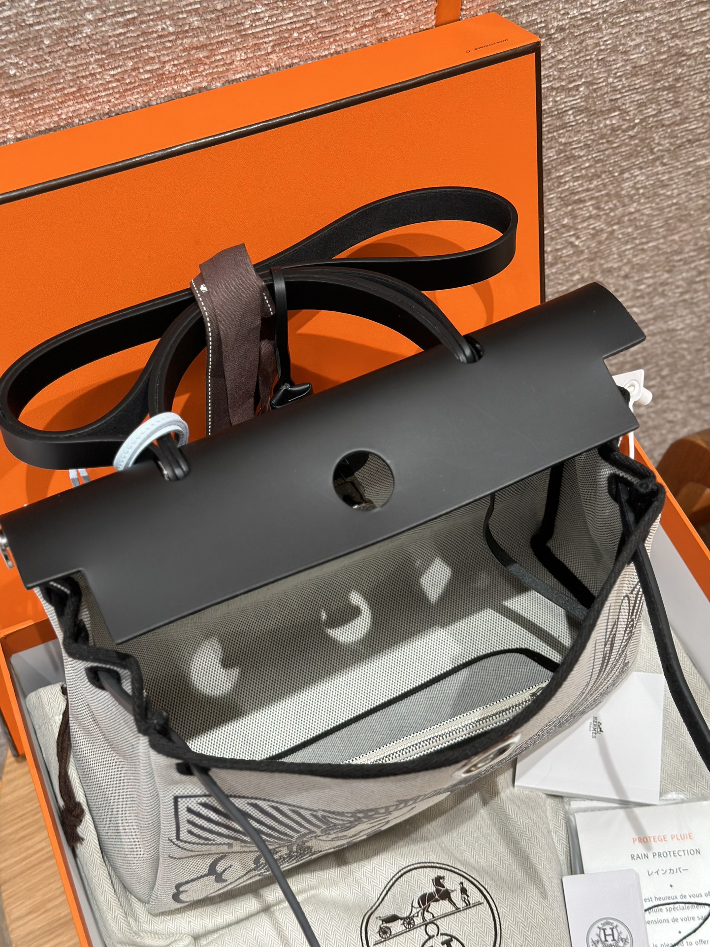 Hermès  Herbag 31 Black silver Pegasus Canvas and cowhide