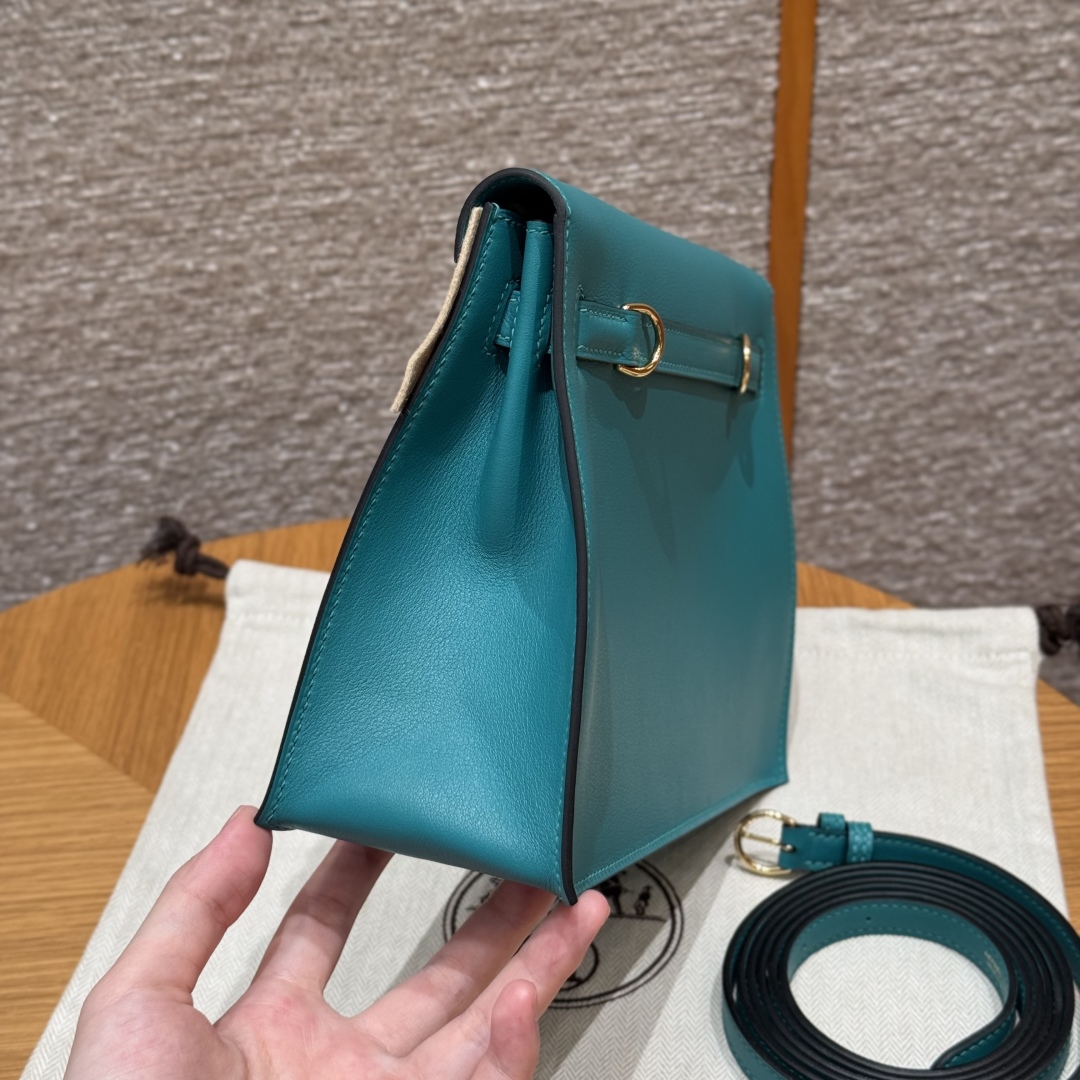 Hermès Kelly danse 22 Blue paon Swift