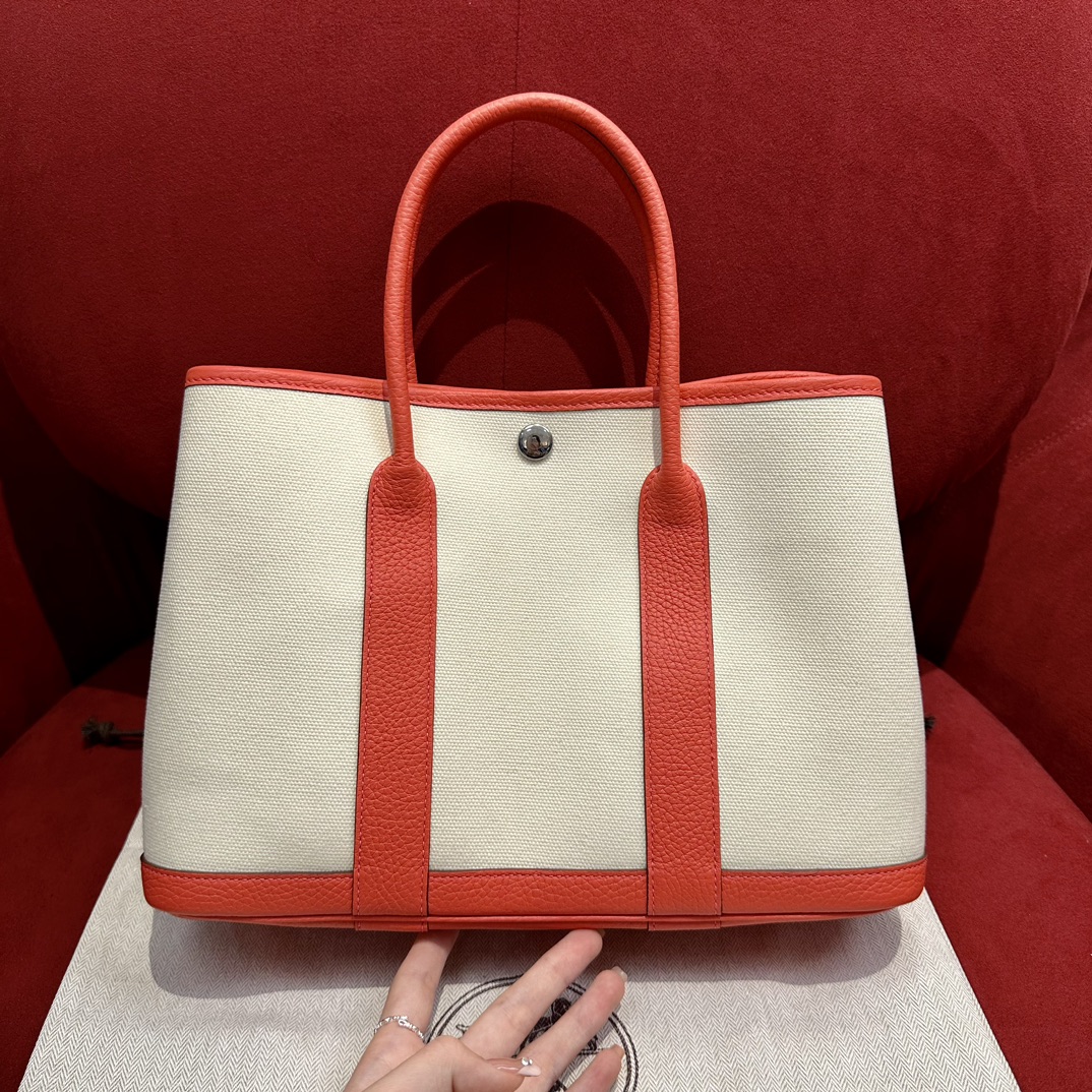 Hermès  Garden party 30 Texas pink  Canbas and Negonda