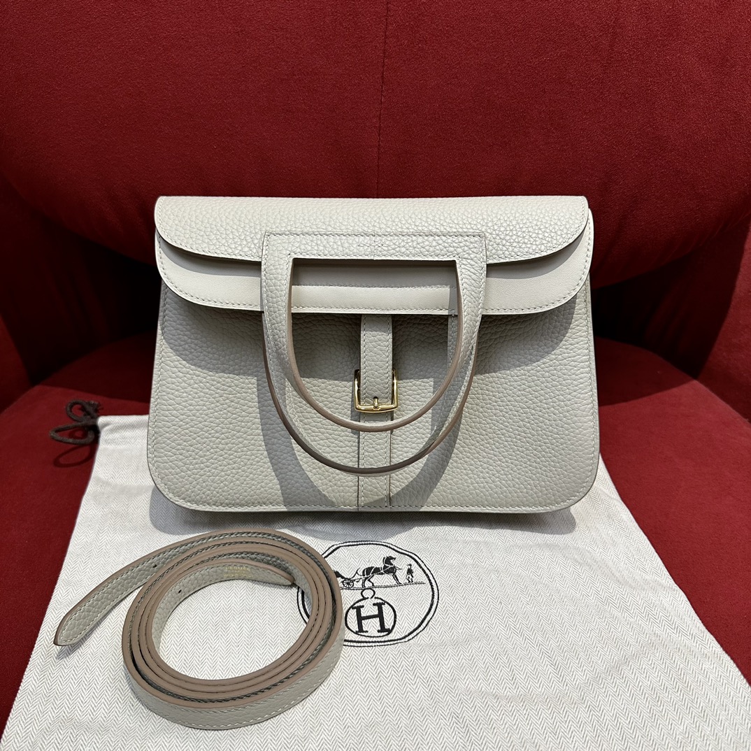 Hermès Halzan 25 Glacier white Togo
