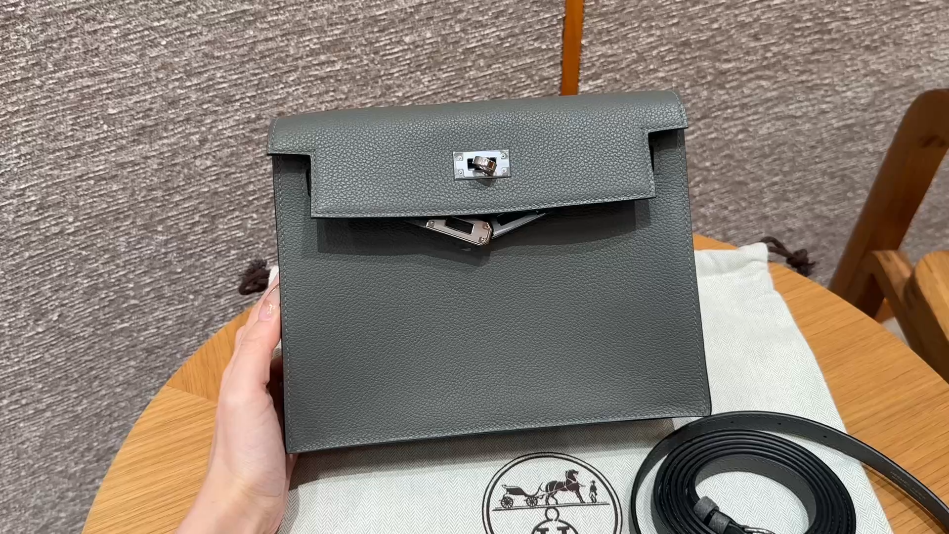 Hermès Kelly danse 22 Gris Meyer Evercolor
