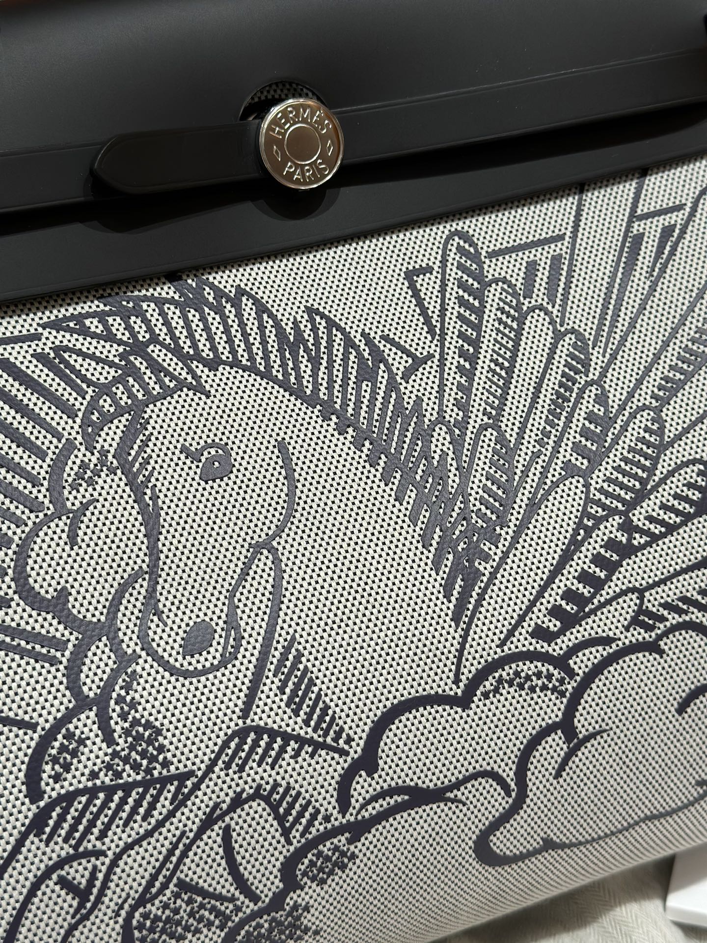 Hermès  Herbag 31 Black silver Pegasus Canvas and cowhide
