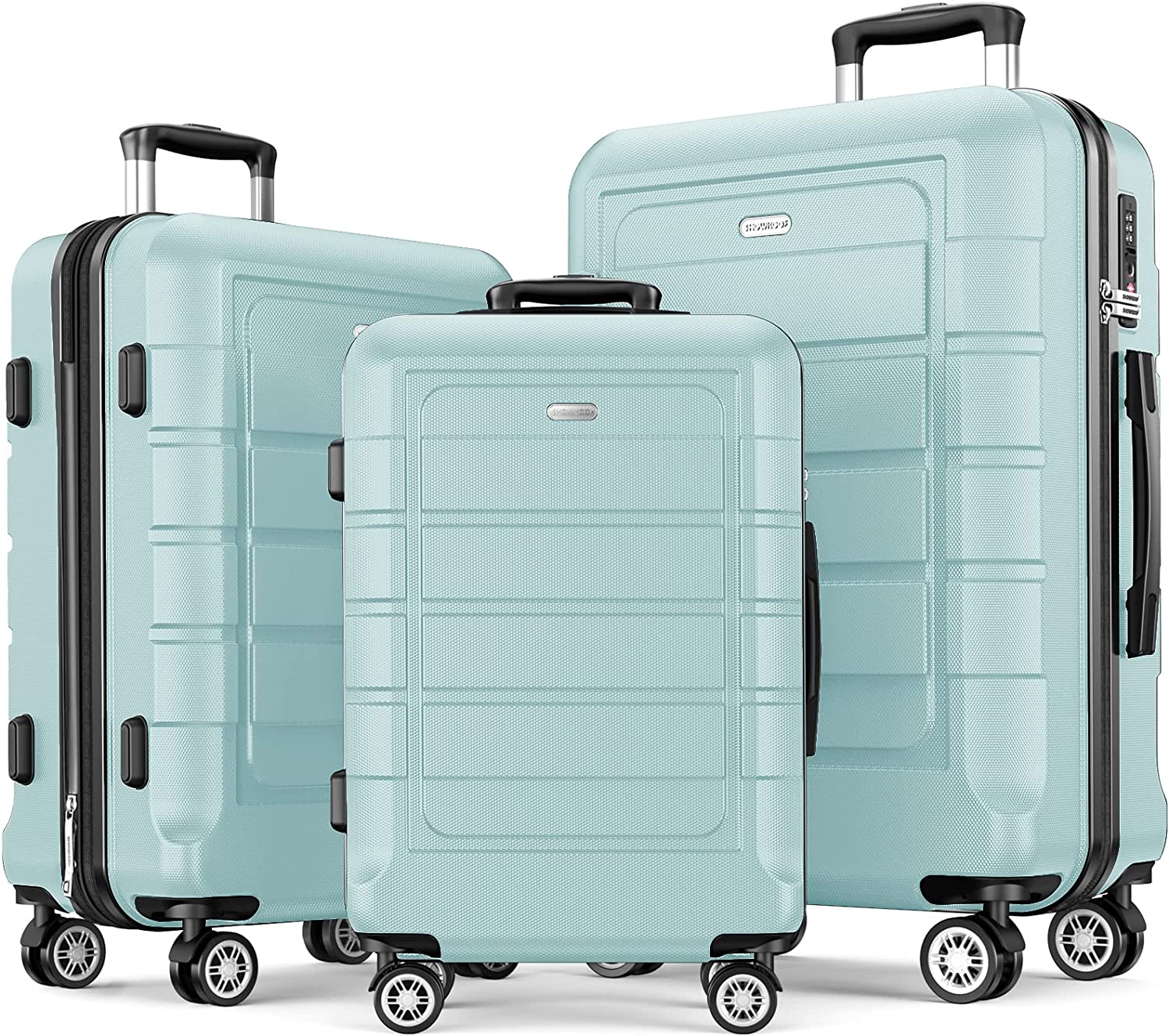 Luggage Sets Expandable PC+ABS Durable Suitcase Double Wheels TSA Lock Mint Green