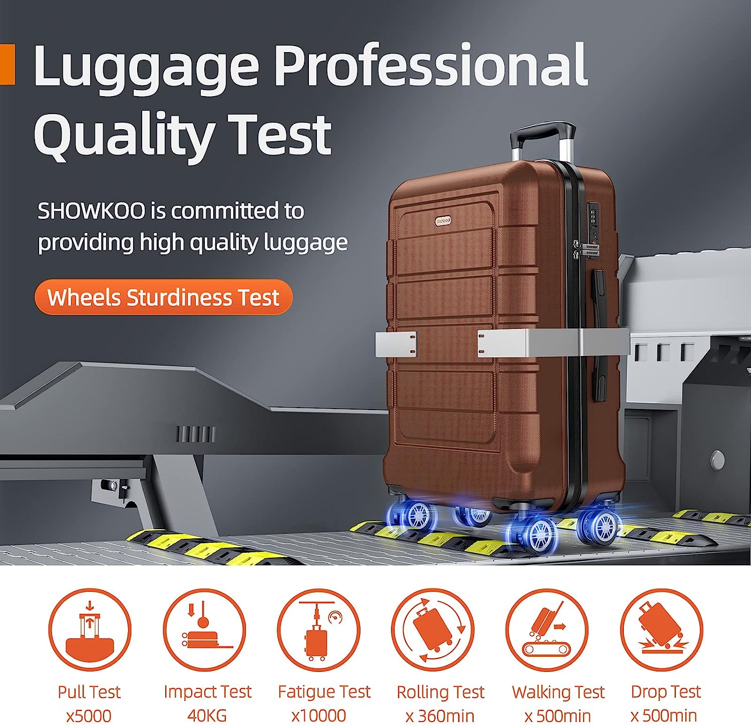 Luggage Sets Expandable PC+ABS Durable Suitcase Double Wheels TSA Lock Brown 3pcs