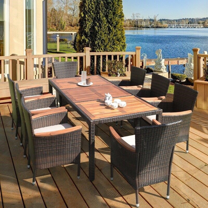 Hemmelgarn Rectangular 8 - Person 76'' Long Dining Set with Cushions