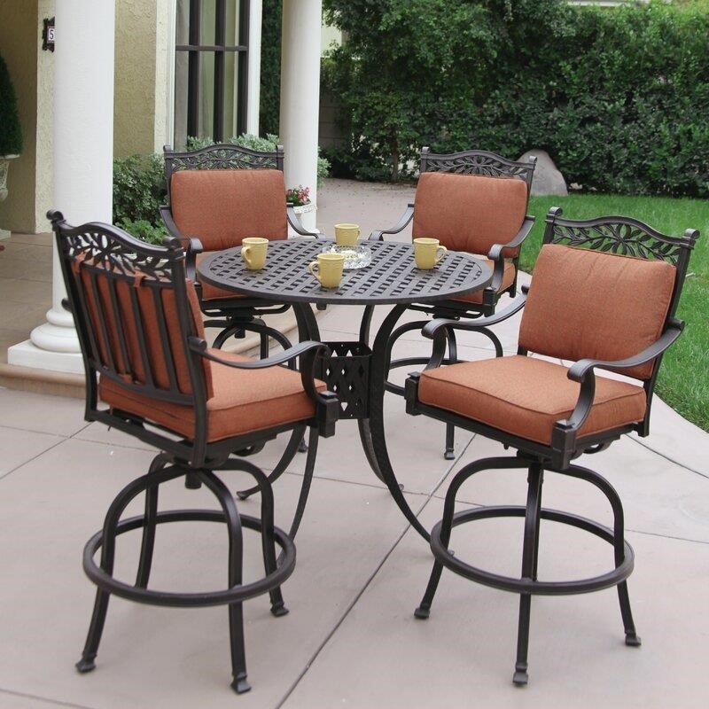 Carruthers Round 4 - Person 42'' Long Bar Height Dining Set with Cushions