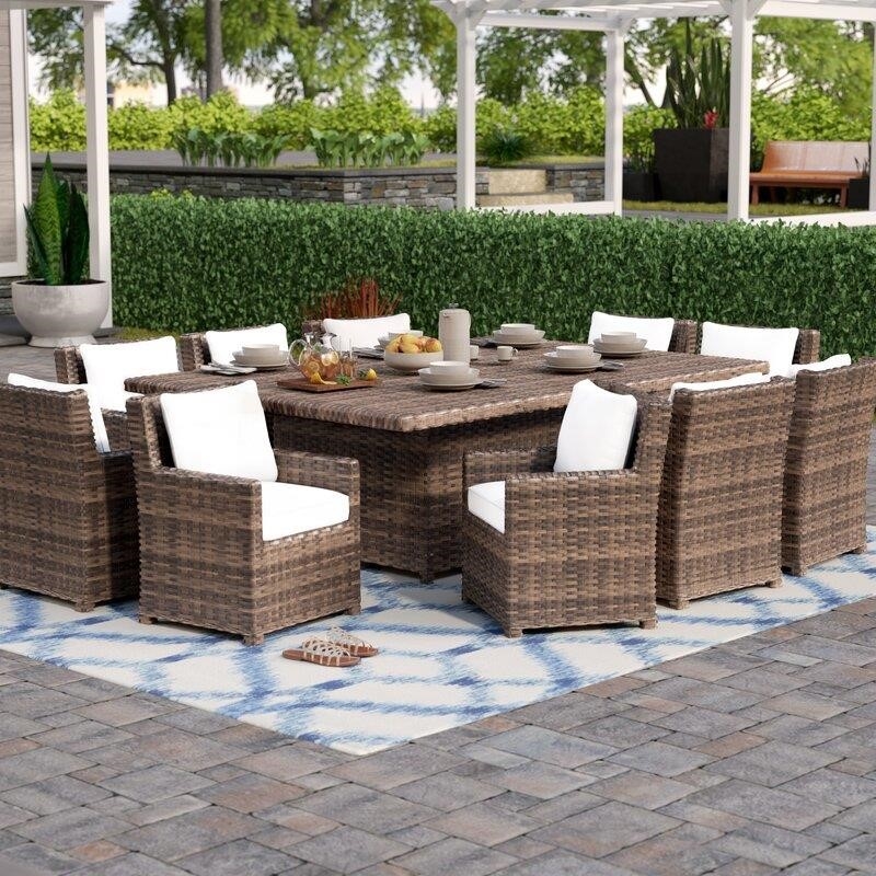 Dutil Rectangular 10 - Person 90.5'' Long Dining Set with Cushions