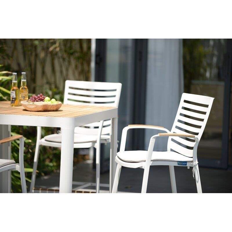Alexandra Square 4 - Person 37.5'' Long Aluminum Bar Height Dining Set with Cushions