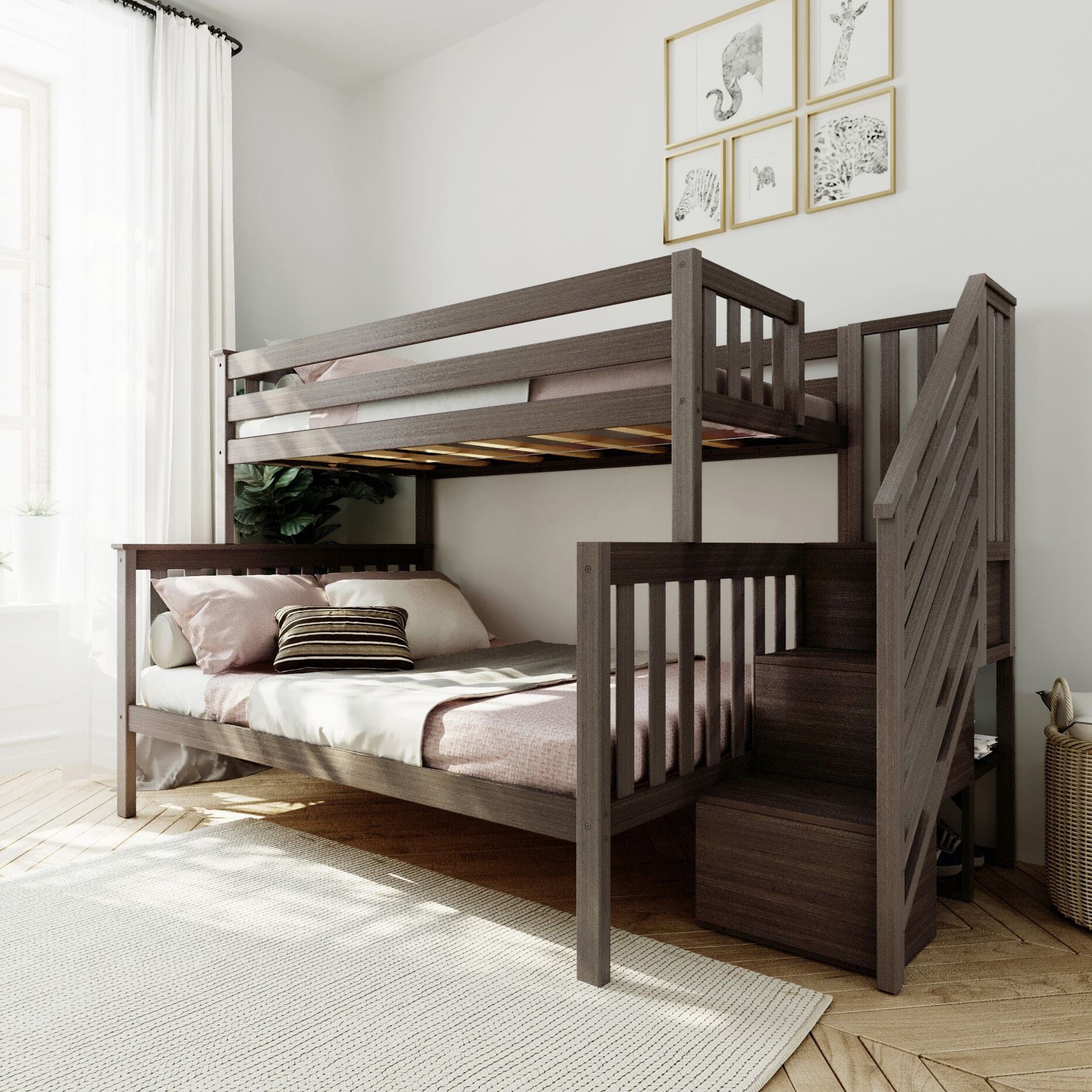 🎄Store Closing Sale💖Twin over Full Staircase Bunk Bed