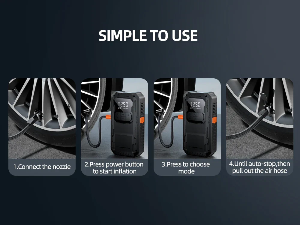 Heavy-Duty 4-in-1 Car Jump Starter with Air Pump and Power Bank