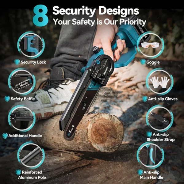 2 in 1 Cordless 8 inch Chainsaw with Pole Saw