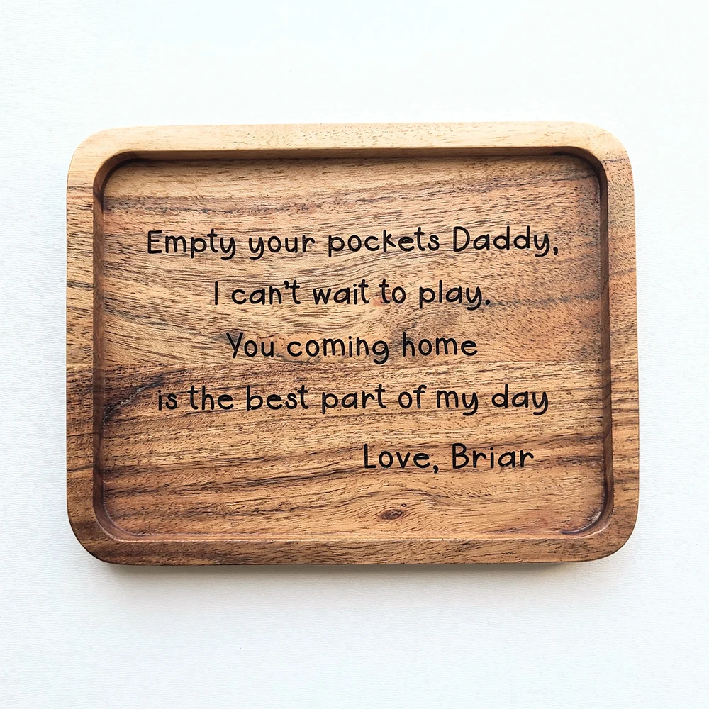 Custom Engraving Acacia Wood/Walnut Wood Tray Engraved Key or Ring Dish
