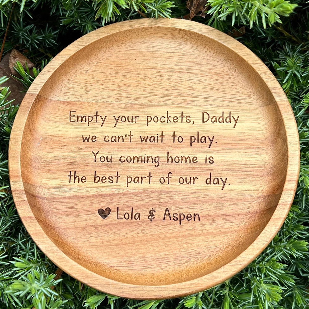 Custom Engraving Acacia Wood/Walnut Wood Tray Engraved Key or Ring Dish