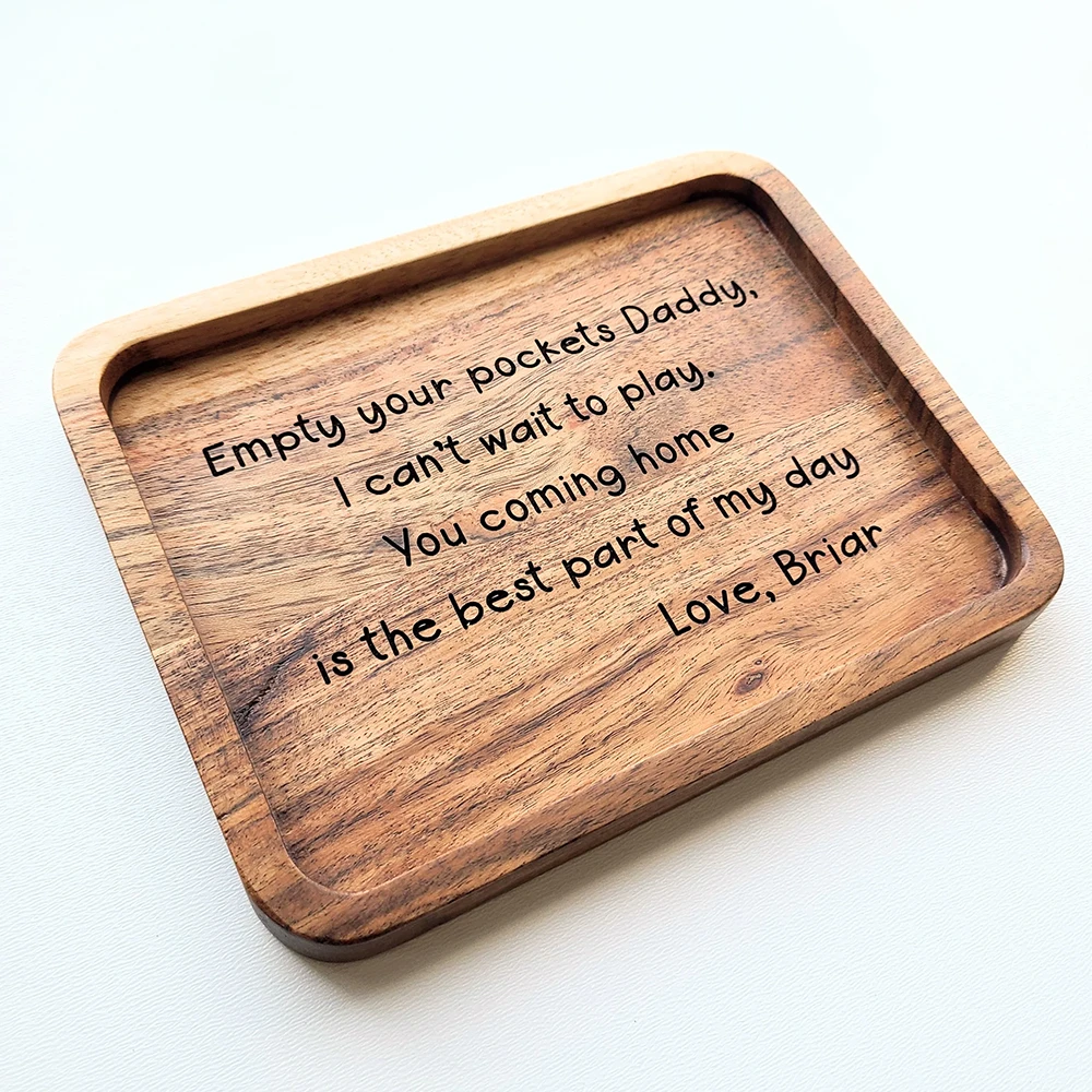 Custom Engraving Acacia Wood/Walnut Wood Tray Engraved Key or Ring Dish
