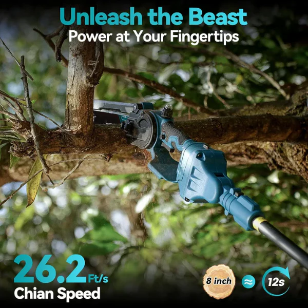 2 in 1 Cordless 8 inch Chainsaw with Pole Saw