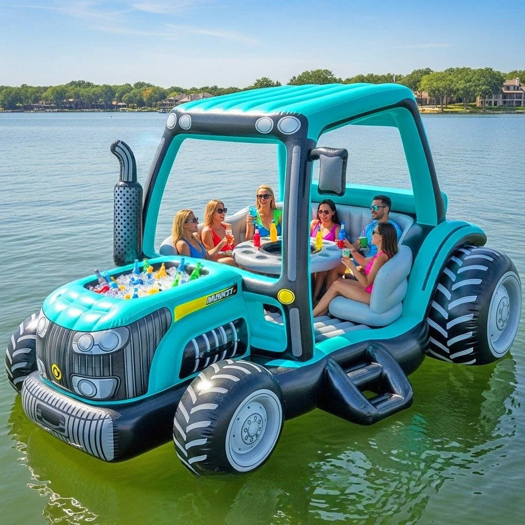 Inflatable Tractor Pool Float Lounge – Giant Party Barge for 6 Adults