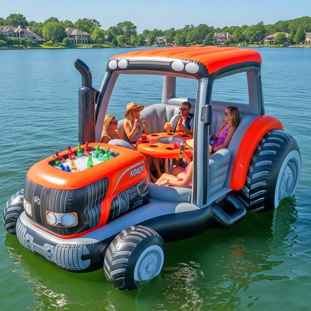 Inflatable Tractor Pool Float Lounge – Giant Party Barge for 6 Adults