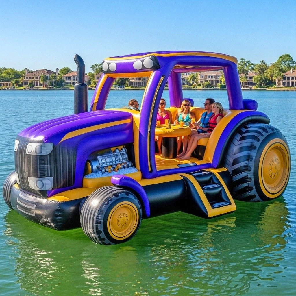 Inflatable Tractor Pool Float Lounge – Giant Party Barge for 6 Adults