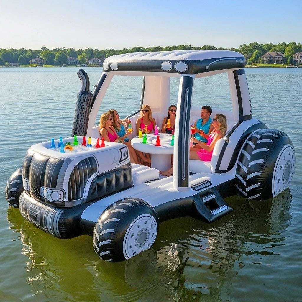 Inflatable Tractor Pool Float Lounge – Giant Party Barge for 6 Adults