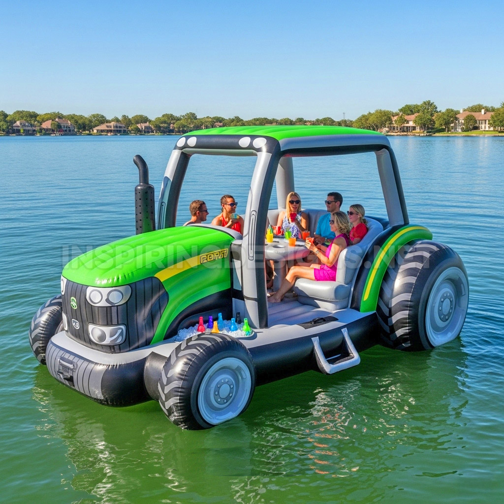 Inflatable Tractor Pool Float Lounge – Giant Party Barge for 6 Adults