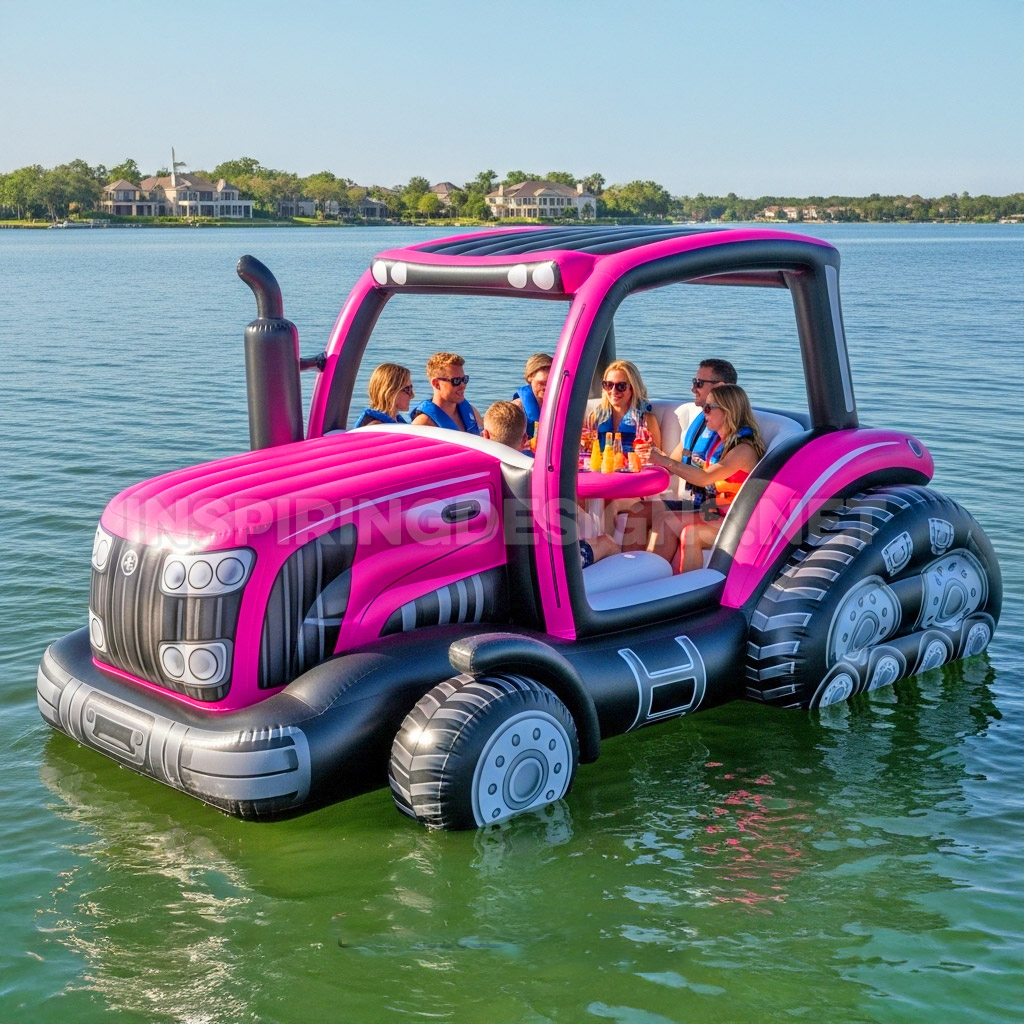 Inflatable Tractor Pool Float Lounge – Giant Party Barge for 6 Adults