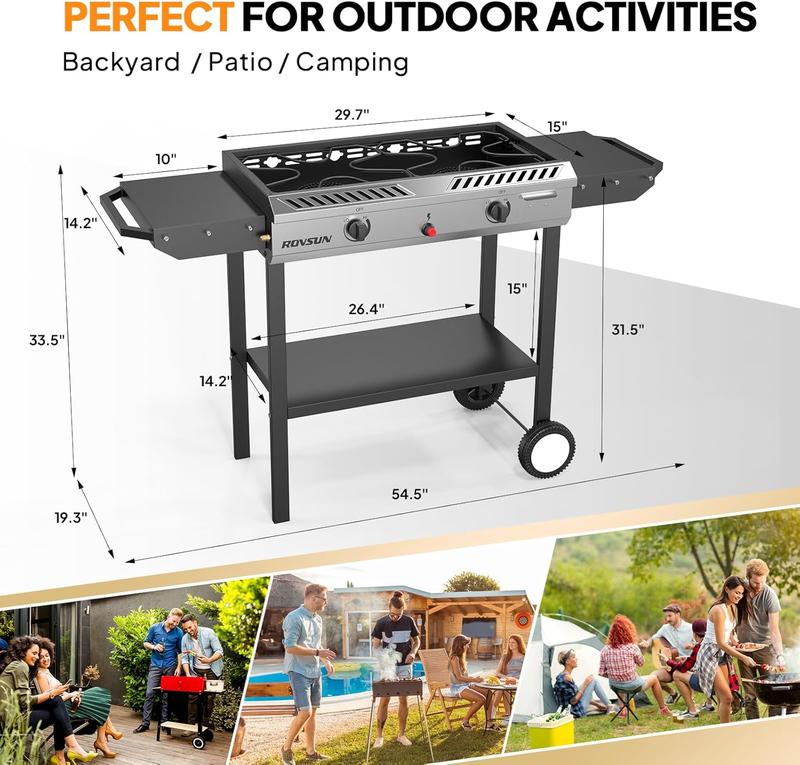 ROVSUN 2 Burner 150,000 BTU Outdoor Gas Propane Stove with Windpanel & Carrying Bag